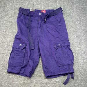 PJ Mark Cargo Shorts Mens Size 30 Purple New Belted Cotton Streetwear Summer